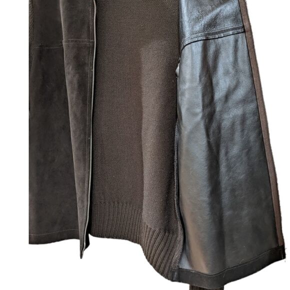 Sisley Italy Women's Brown Wool & Leather Suede Full Zip Jacket Size M - Picture 8 of 10